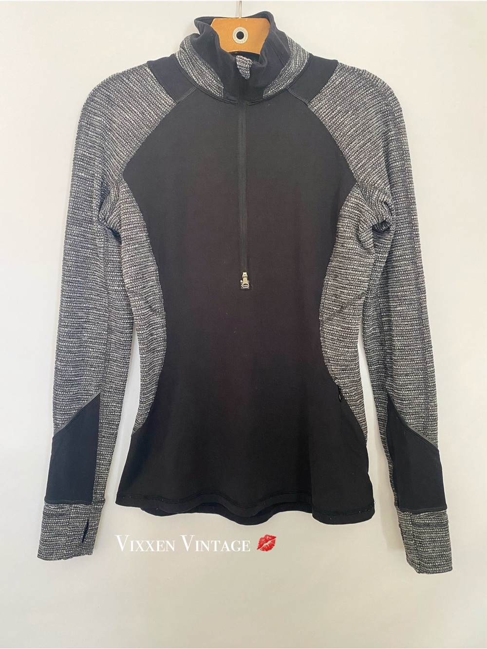 VINTAGE Y2K LULULEMON RUN QUARTER-ZIP PULLOVER JACKET TALL IN HEATHERED BLACK